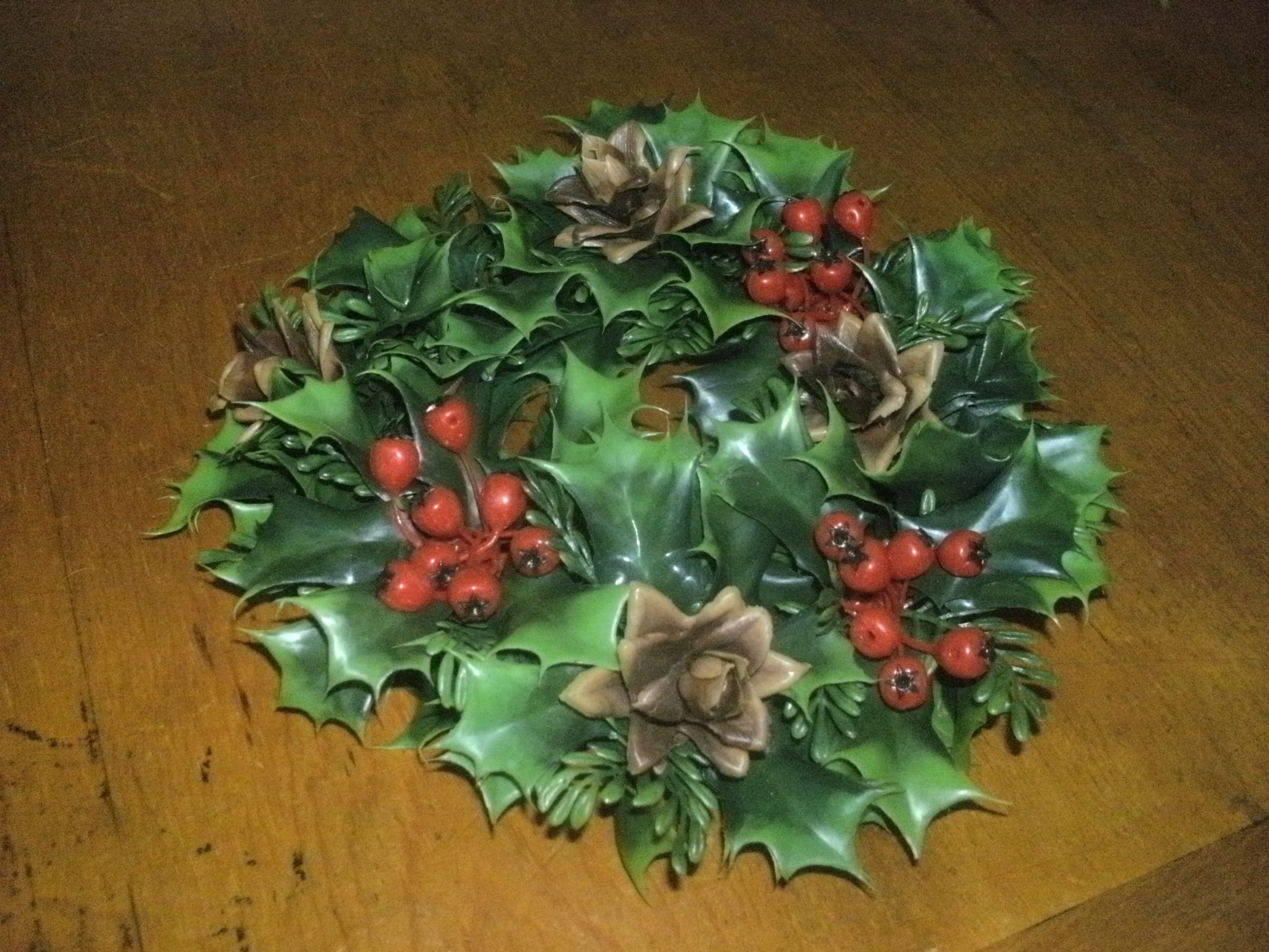 Vintage Mid Century Plastic Christmas Wreath Candle Etsy