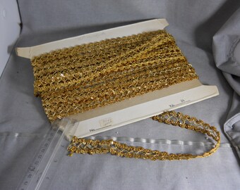 6+ Yards Vintage 1" Wide Gold Sequin Cord Metallic Trim Sewing Crafts Costumes