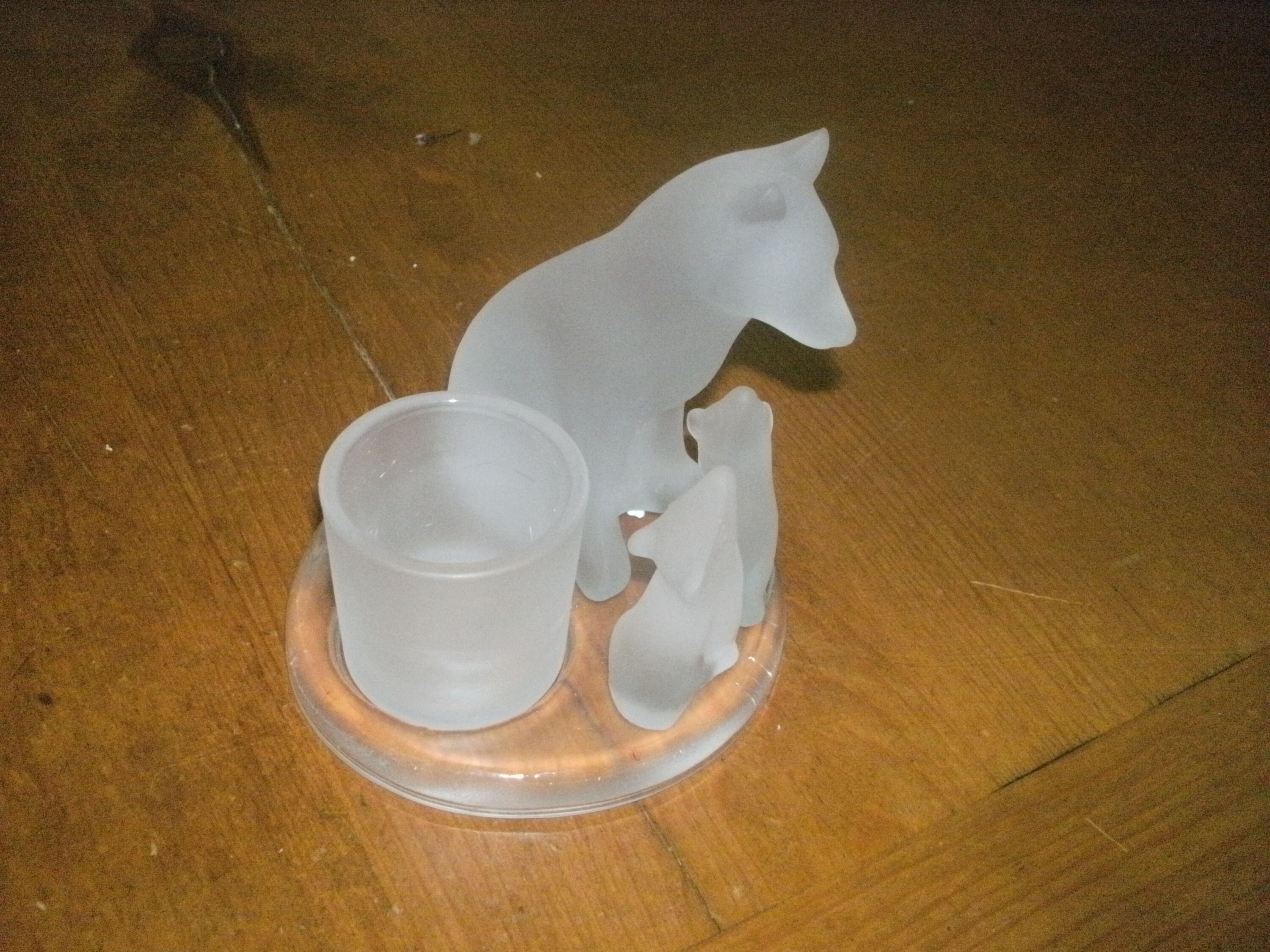 Retired PartyLite Votive Candle Holder Frosted Glass Wolf Etsy