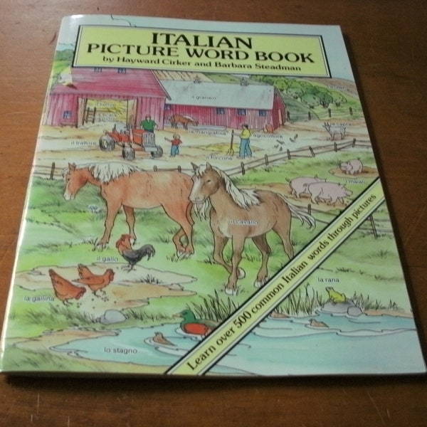 Vintage 1994 SC Book Italian Picture Word Book Language Learning Can Be Colored TOO! 32 Pages Excellent condition