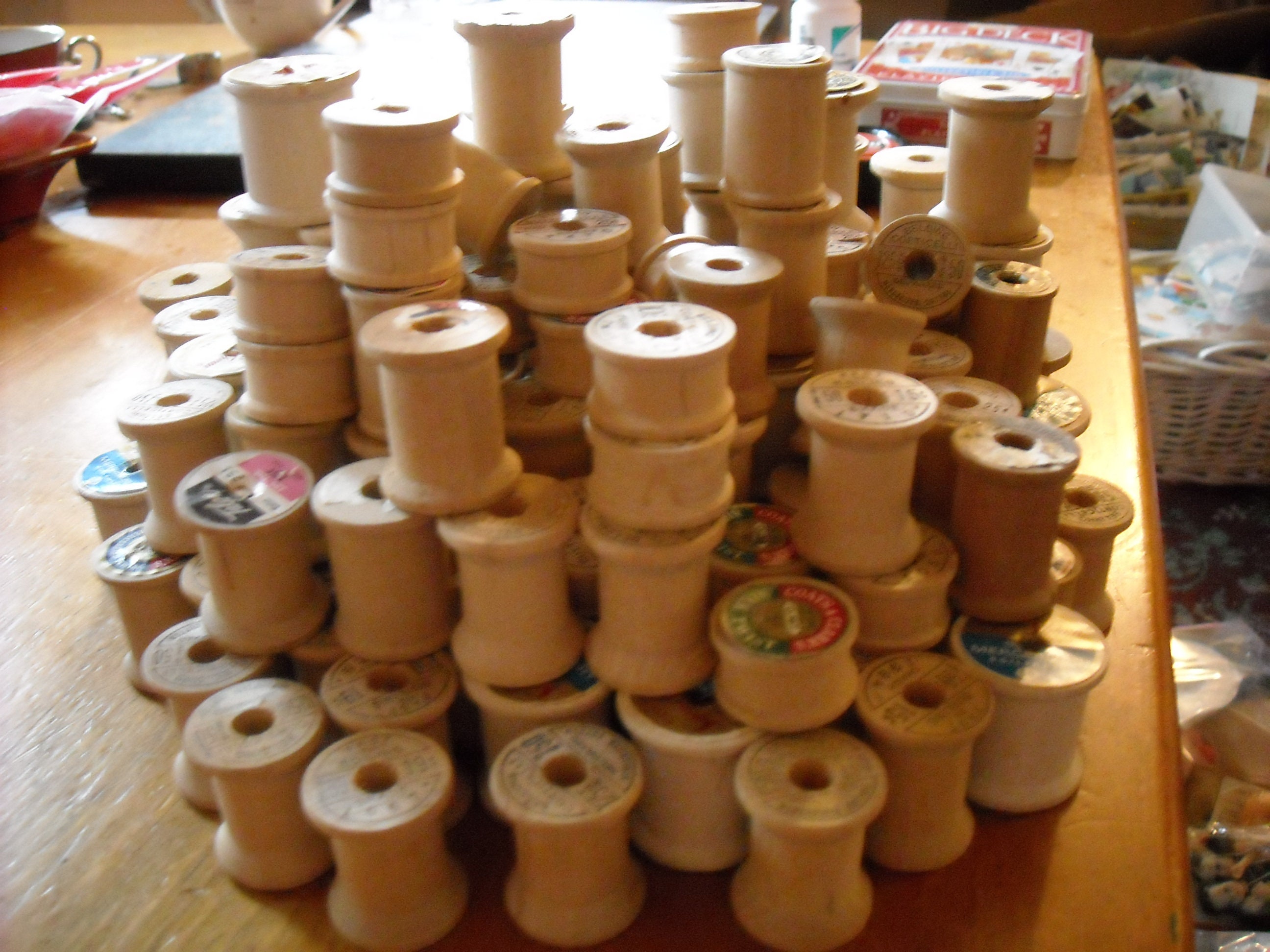 Set of 5, 10 Unfinished Large Wooden Spools, 2 1/8 X 1 1/2, for Crafts,  Decoration 