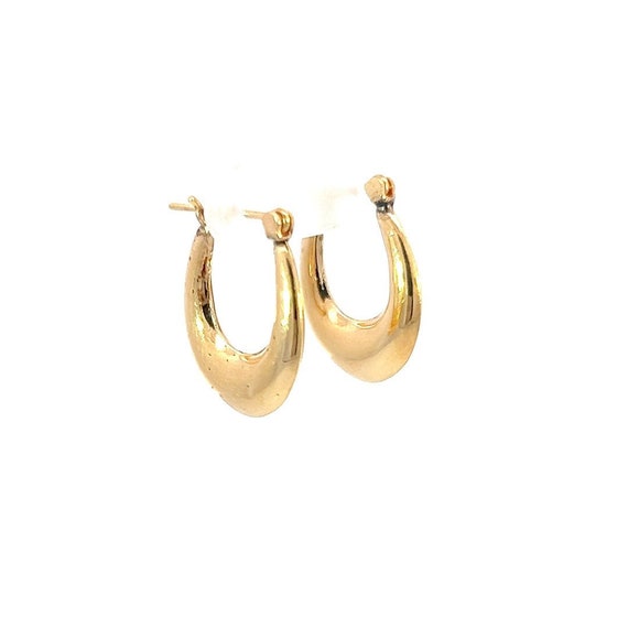 Gold Donut Hoop Earring, 14k Yellow Gold Mini Puff Hoop Earring