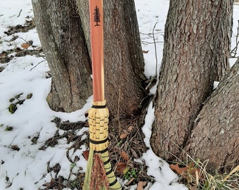 Red cedar handled turkey wing hearth broom.