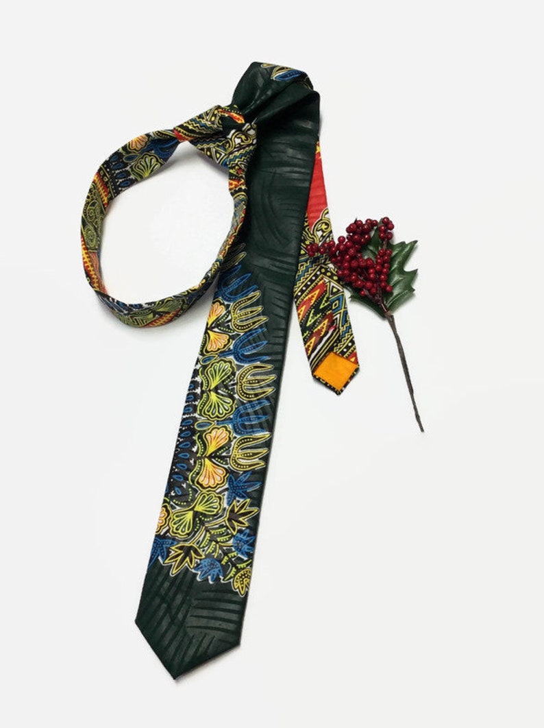 Graduation Tie Green Dashiki African Tie Dashiki Floral Tie Mens Necktie And Pocket Square