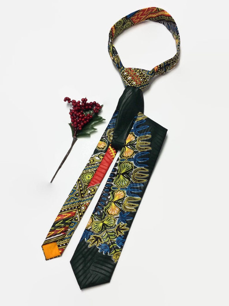 Graduation Tie Green Dashiki African Tie Dashiki Floral Tie Mens Necktie And Pocket Square