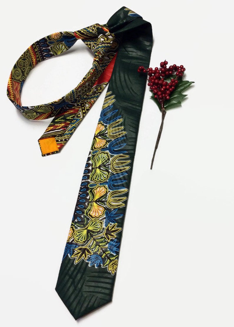 Graduation Tie Green Dashiki African Tie Dashiki Floral Tie Mens Necktie And Pocket Square