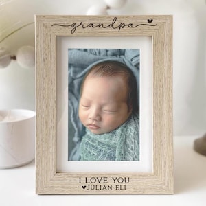Grandpa I Love You | Personalized Picture Frame | Father's Day Christmas Gift | Birthday Gift for Papa Pops Pop Gramps | New Grandpa Reveal