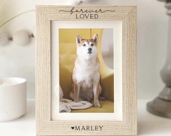Forever Loved | Personalized Picture Frame | Dog Cat Pet Memorial Gift | In Memory of Lost Pet | Loss Sympathy Bereavement Gift