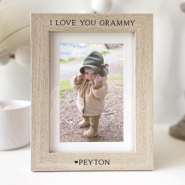 I Love You Grammy Personalized Picture Frame | Photo Frame Gift for Parent Grandma Nonna Gigi Mimi Nanny Grandmother from Child Grandchild