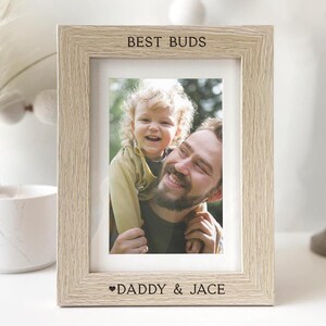 Best Buds | Daddy & Me Personalized Picture Frame | Dad Father Birthday Gift | Father&#39;s Day Gift | Custom Gift from Son | Laser Engraved