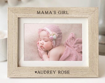 Mama&#39;s Girl Personalized Picture Frame | Mother&#39;s Day Birthday Baby Shower Gift for Mom Momma Mommy | Baby Girl Photo Gift for New Mother