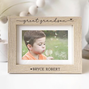Great Grandson | Personalized Baby Name Picture Frame | Great Grandparents Grandma Grandpa Grandmother Grandfather Gift | Mother's Day