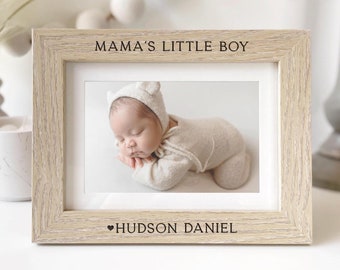 Mama&#39;s Little Boy | Personalized Picture Frame | Mother&#39;s Day Gift for Mom Momma Mommy | Gift from Son Child | Custom Engraved Photo Frame
