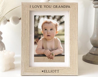 I Love You Grandpa | Personalized Picture Frame | Photo Frame Gift for Grandpa Grandfather from Grandchild | Laser Engraved | Gift for Papa