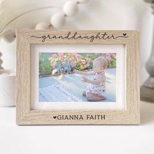 Granddaughter | Personalized Baby Name Picture Frame | First Grandchild Grandbaby Gift | Child Name Photo Frame | New Grandparent Gift