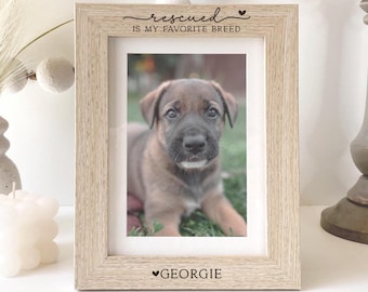 Rescued Is My Favorite Breed | Personalized Picture Frame | Dog Cat Adoption Gift | Adopted Fur Baby | Rescue Mom Dad | For Dog Cat Lover