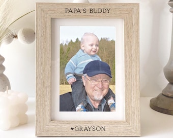 Papa's Buddy Personalized Picture Frame | Grandfather Grandpa Pop | Father's Day Gift | Personalized Photo Gift for Daddy | Grandpa & Me
