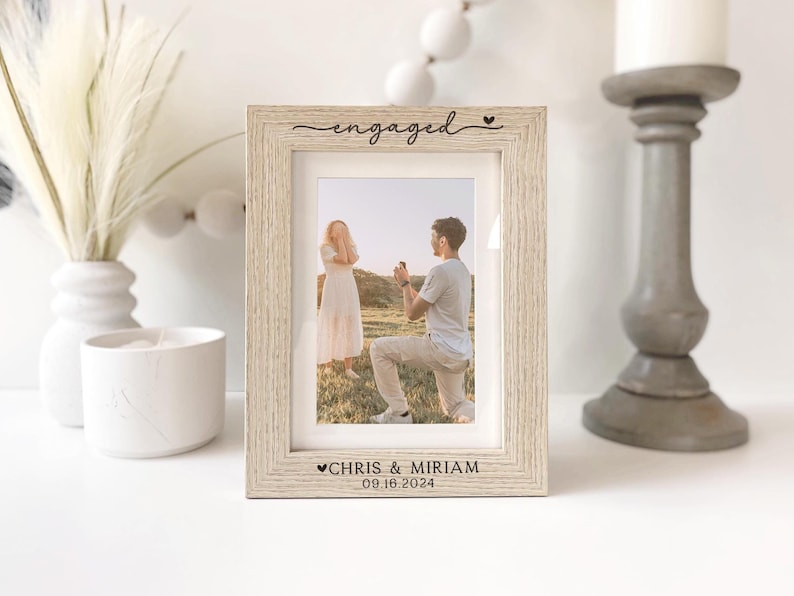 Engaged Personalized Picture Frame | Engagement Photo Frame | Bride & Groom to be | Bridal Shower Gift | Announcement Reveal | She said Yes