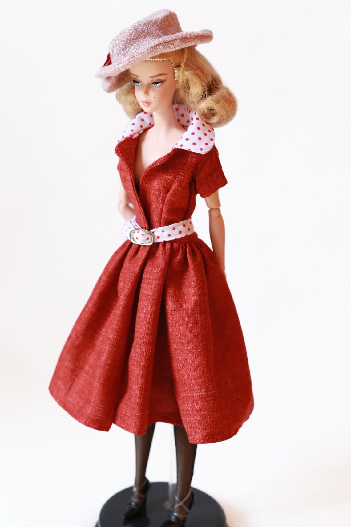 Doll Dress Vintage Red Dress With Hat Etsy