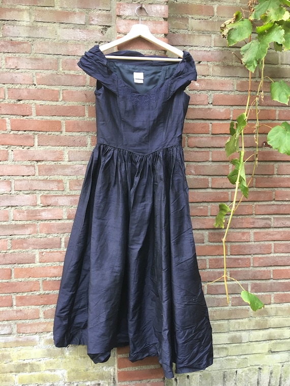 Nightblue silk vintage dress by Laura Ashley - image 1