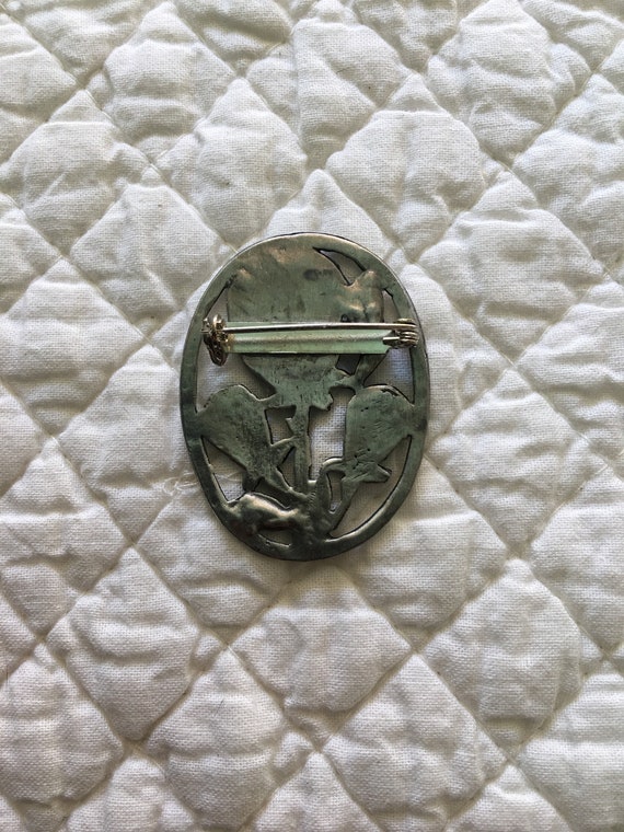 Silver brooch with rose - image 2