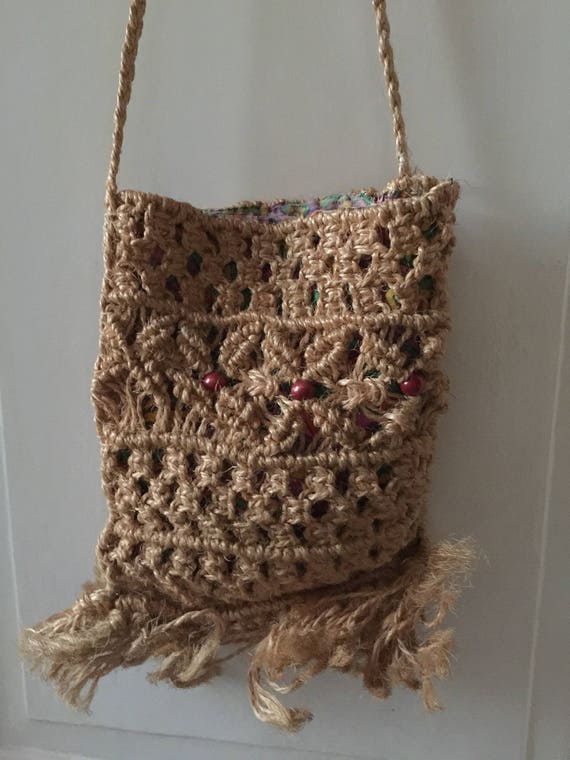Vintage macrame 70s bag