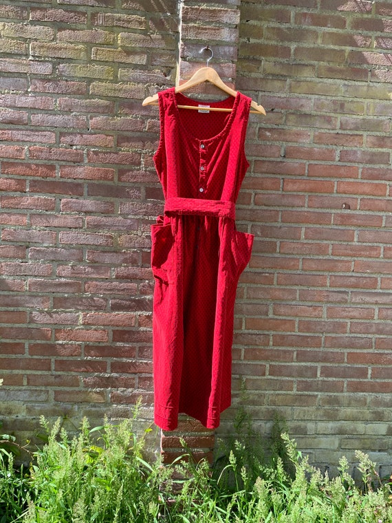 Red velvet Laura Ashley dress - image 4