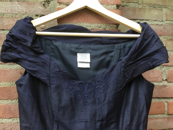 Nightblue silk vintage dress by Laura Ashley - image 3