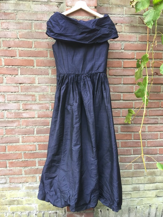 Nightblue silk vintage dress by Laura Ashley - image 2