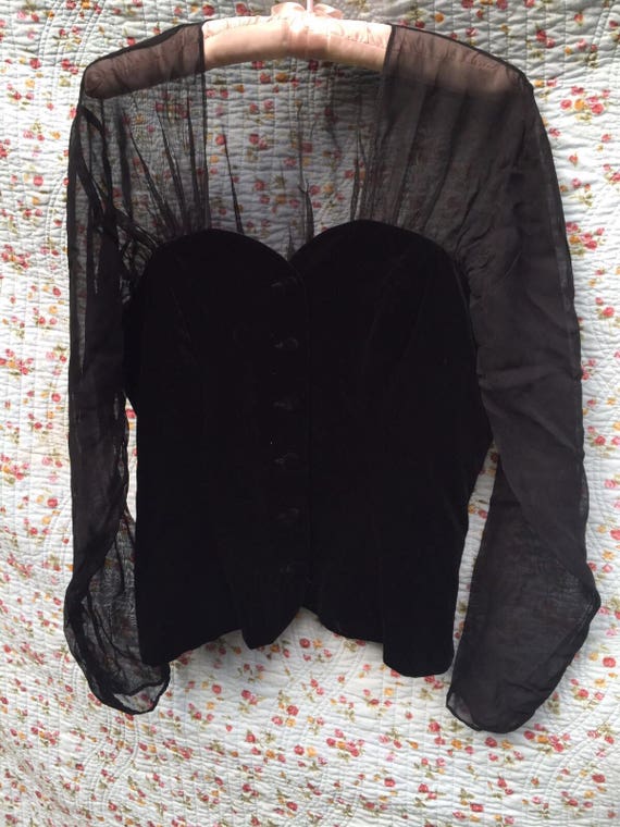 Vintage velvet and voile blouse by Laura Ashley