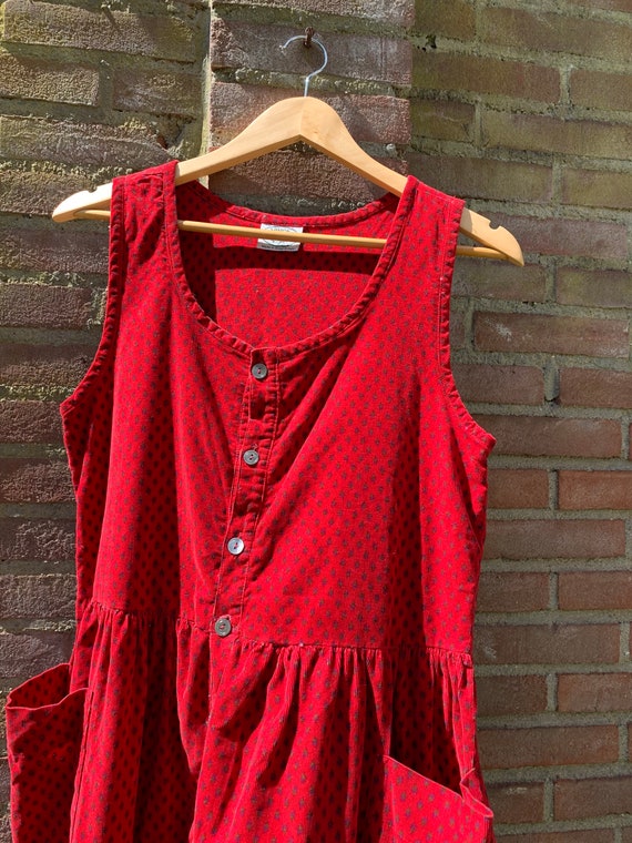 Red velvet Laura Ashley dress - image 1