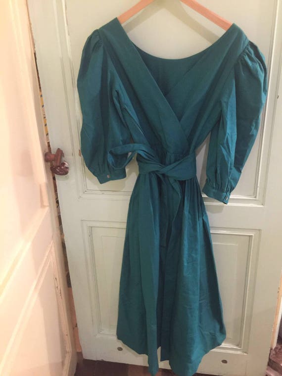 Laura Ashley vintage teal dress - image 2