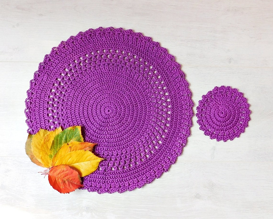 Custom Crochet Placemat and Coaster Set, Table Mat Set, Kitchen Decor, Table Decoration