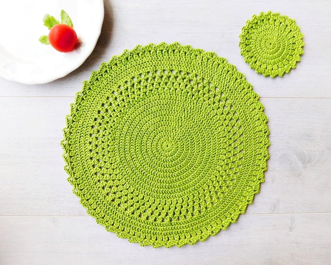 Custom Crochet Placemat and Coaster Set, Table Mat Set, Kitchen Decor