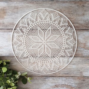 Crocheted Mandala Wall Hanging, Suncatcher, Lace Doily Window Decor (40 cm)