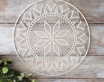 Crocheted Mandala Wall Hanging, Suncatcher, Lace Doily Window Decor (40 cm)