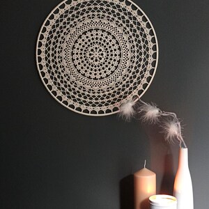 Crocheted Mandala Wall Hanging, Cotton Suncatcher, Cottage Chic Decor (30 or 45 cm) image 2