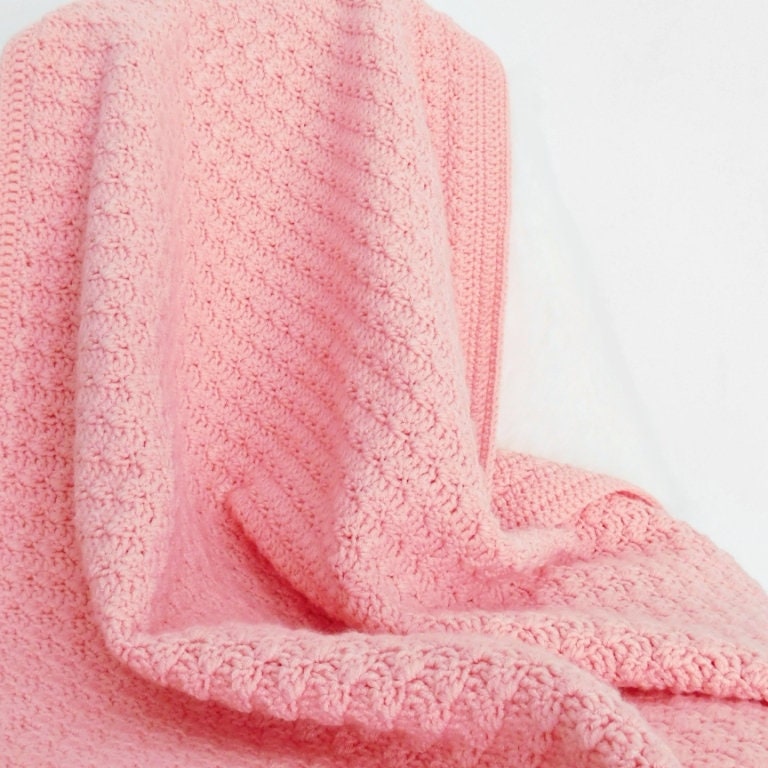 Crochet Baby Blanket, Pink Baby Girl Blanket, Large Baby Blankets, New