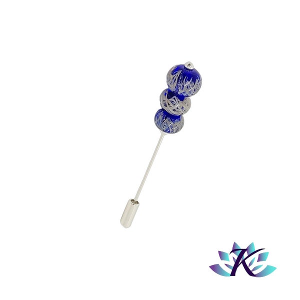 Bijou Accessoire Multifonction - Fibule Broche Perles Verre Filé Murano - Bleu Beige