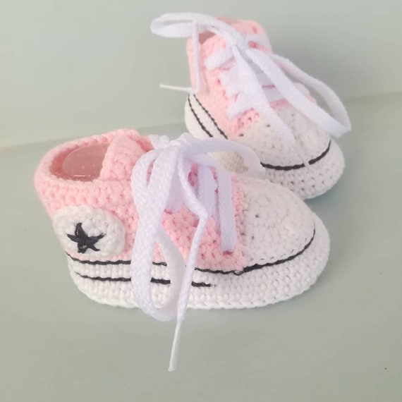 Zapatillas De Crochet Tipo Converse All Star Para Bebe. Envio - Etsy