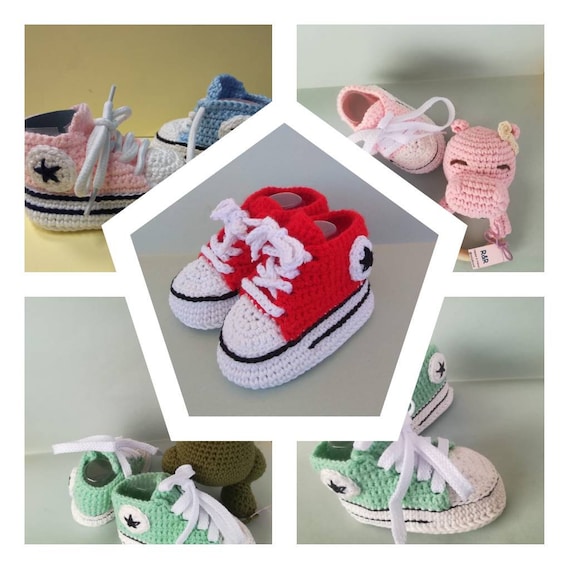 De Crochet Tipo Converse All Star Para Bebe En - Etsy