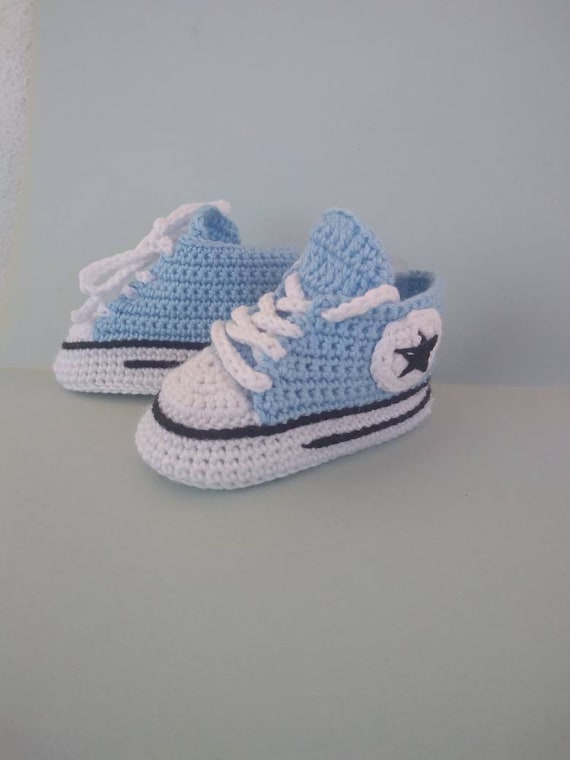 Zapatillas Crochet Tipo Converse All Star Para Bebe En - Etsy