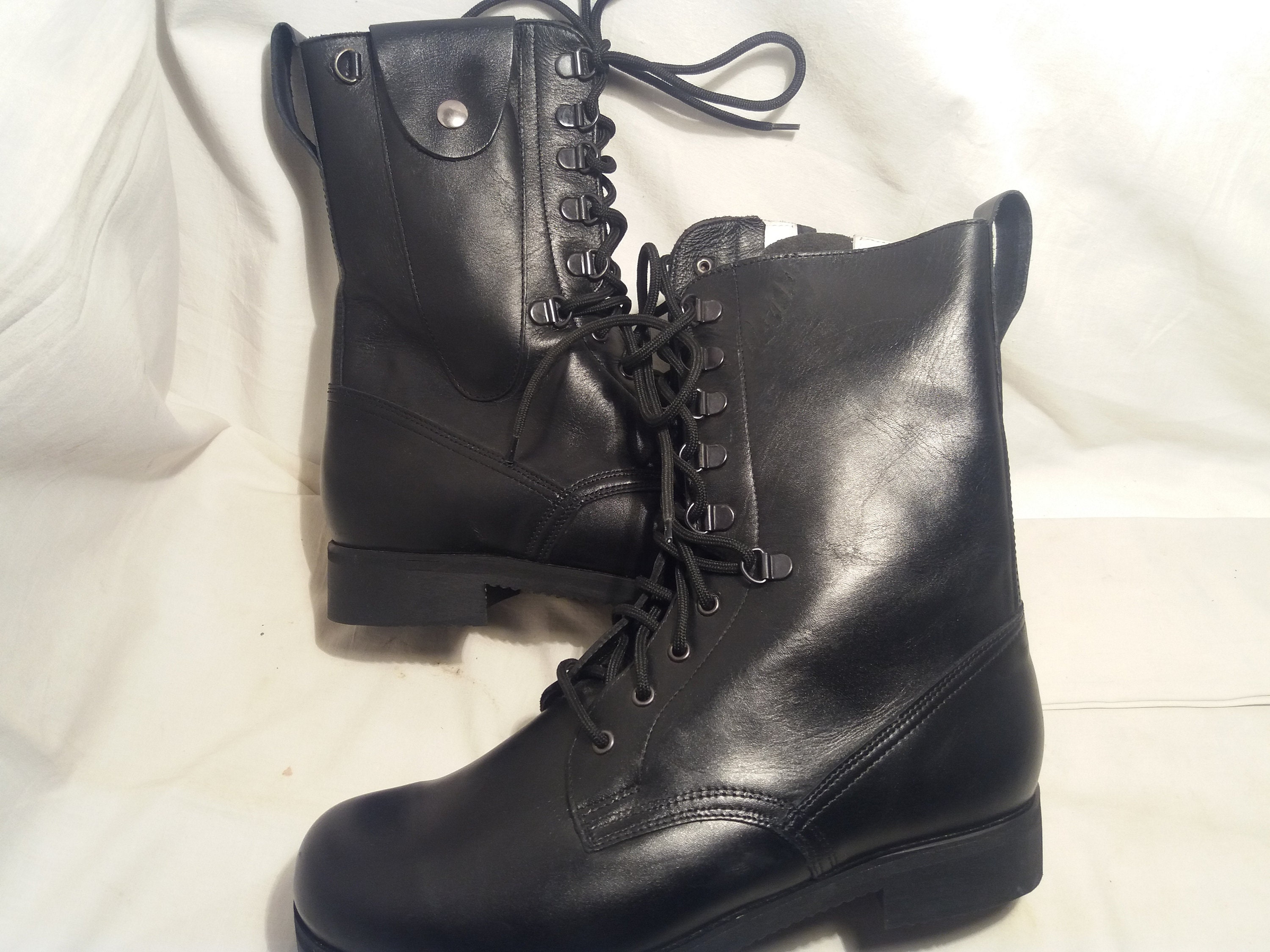 Vintage Black Leather Hunting Boots NEW Etsy
