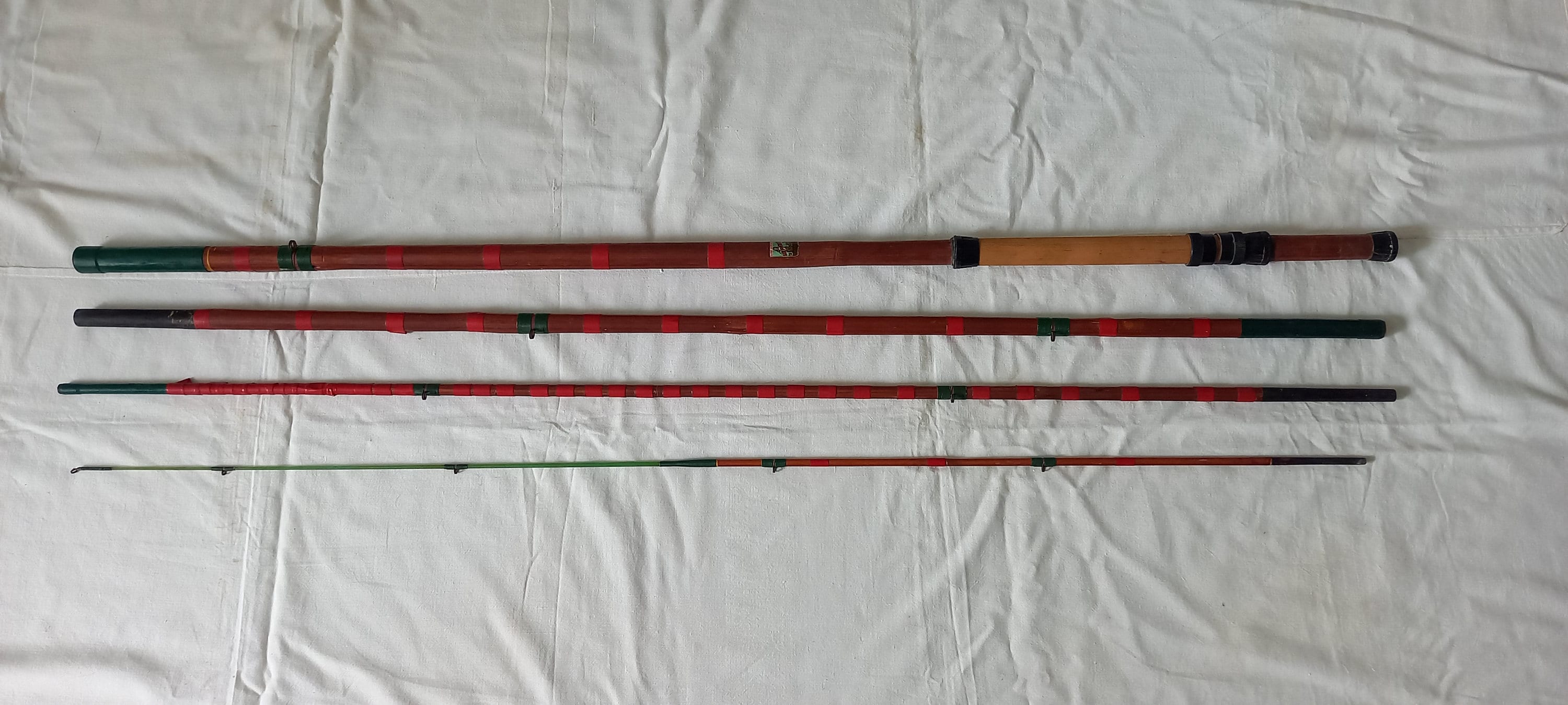 Bamboo Cane Fishing Pole w/ Bobber, Hook, Line, Sinker - Vintage Fishing Pole - BambooMN - 1 Set, Size: 78, Brown