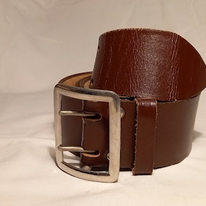 Cinturón de oficial vintage de cuero marrón oscuro - NUEVO