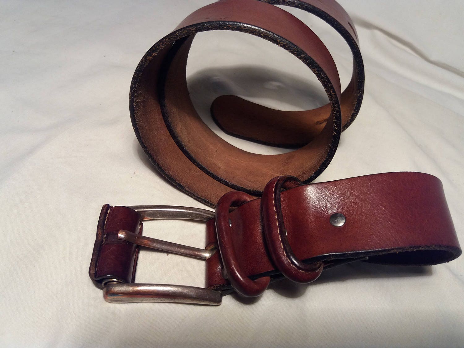 Vintage 1990's Brown Leather Belt - Etsy