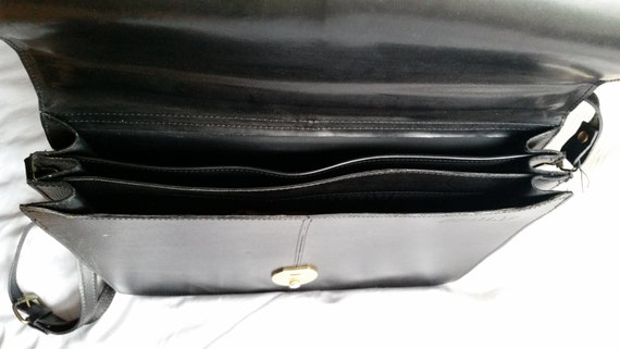 Vintage 1990's Black Leather  Business Bag with K… - image 3