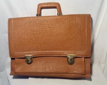 Vintage 1960's Dark Yellow Leather  Legal / Business bag - Hand Briefcase