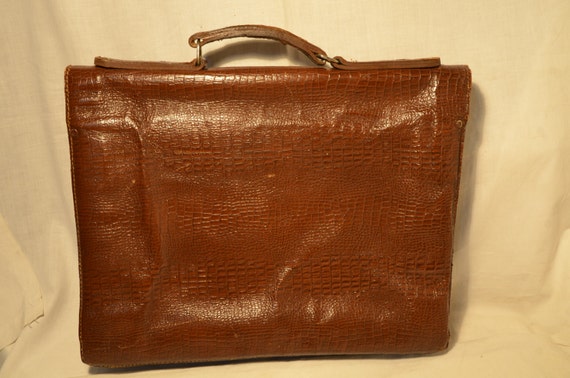 Vintage 1970's Brown Leather Legal / Business bag… - image 2