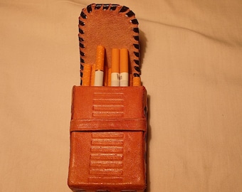 Vintage Handmade Light Brown Leather Cigarette Case - NEW